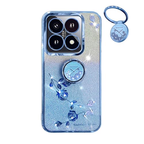 YUECXIN Hülle für Xiaomi 14T mit Glänzende Blumen Ring Ständer, Niedliche Bling Frauen Mädchen Handyhülle, Ultra Dünn Stoßfest Weich TPU Silikon Schutzhülle, Blau YUECXIN Hülle für Xiaomi 14T mit Glänzende Blumen Ring Ständer, Niedliche Bling Frauen Mädchen Handyhülle, Ultra Dünn Stoßfest Weich TPU Silikon Schutzhülle, Blau von YUECXIN