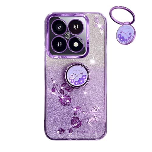YUECXIN Hülle für Xiaomi 14T mit Glänzende Blumen Ring Ständer, Niedliche Bling Frauen Mädchen Handyhülle, Ultra Dünn Stoßfest Weich TPU Silikon Schutzhülle, Lila YUECXIN Hülle für Xiaomi 14T mit Glänzende Blumen Ring Ständer, Niedliche Bling Frauen Mädchen Handyhülle, Ultra Dünn Stoßfest Weich TPU Silikon Schutzhülle, Lila von YUECXIN