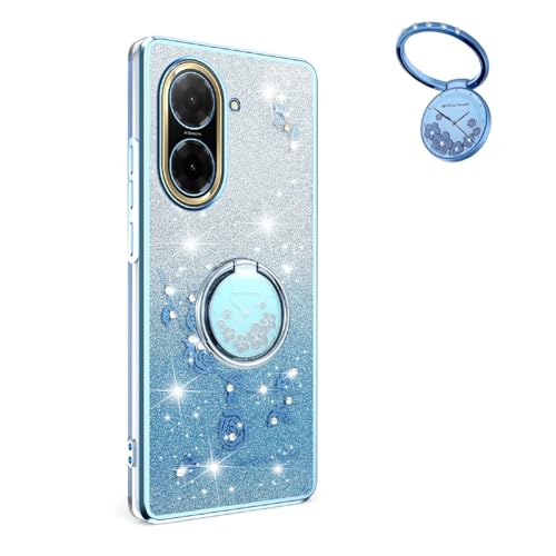 YUECXIN Hülle für Xiaomi Redmi A5 4G / Poco C71 mit Glänzende Blumen Ring Ständer, Niedliche Bling Frauen Mädchen Handyhülle, Ultra Dünn Stoßfest Weich TPU Silikon Schutzhülle, Blau YUECXIN Hülle für Xiaomi Redmi A5 4G / Poco C71 mit Glänzende Blumen Ring Ständer, Niedliche Bling Frauen Mädchen Handyhülle, Ultra Dünn Stoßfest Weich TPU Silikon Schutzhülle, Blau von YUECXIN