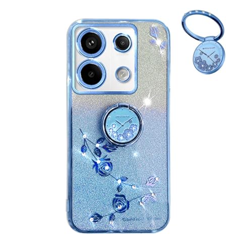 YUECXIN Hülle für Xiaomi Redmi Note 13 Pro 5G/Xiaomi Poco X6 5G mit Glänzende Blumen Ring Ständer, Niedliche Bling Frauen Mädchen Handyhülle, Ultra Dünn Stoßfest Weich TPU Silikon Schutzhülle, Blau YUECXIN Hülle für Xiaomi Redmi Note 13 Pro 5G/Xiaomi Poco X6 5G mit Glänzende Blumen Ring Ständer, Niedliche Bling Frauen Mädchen Handyhülle, Ultra Dünn Stoßfest Weich TPU Silikon Schutzhülle, Blau von YUECXIN