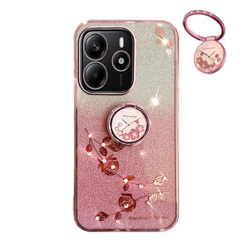 YUECXIN Hülle für Xiaomi Redmi Note 14 4G mit Glänzende Blumen Ring Ständer, Niedliche Bling Frauen Mädchen Handyhülle, Ultra Dünn Stoßfest Weich TPU Silikon Schutzhülle, Rosa YUECXIN Hülle für Xiaomi Redmi Note 14 4G mit Glänzende Blumen Ring Ständer, Niedliche Bling Frauen Mädchen Handyhülle, Ultra Dünn Stoßfest Weich TPU Silikon Schutzhülle, Rosa von YUECXIN