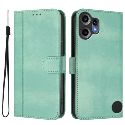 YUECXIN Lederhülle für Nothing CMF Phone 2 Pro Vintage Hülle, [Brieftasche Kartenfach][Standfunktion][Magnetverschluss] Flip PU Leder + TPU Stoßfeste Schutzhülle. Mintgrün von YUECXIN