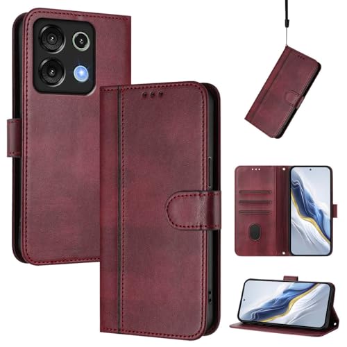 YUECXIN Lederhülle für Umidigi G9 5G / G9C / G9T / G9A Vintage Hülle, [Brieftasche Kartenfach][Standfunktion][Magnetverschluss] Flip PU Leder + TPU Stoßfeste Schutzhülle. Weinrot von YUECXIN