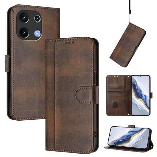 YUECXIN Lederhülle für Umidigi Note 100 5G/Umidigi Note 100A Vintage Hülle, [Brieftasche Kartenfach][Standfunktion][Magnetverschluss] Flip PU Leder + TPU Stoßfeste Schutzhülle. Braun von YUECXIN