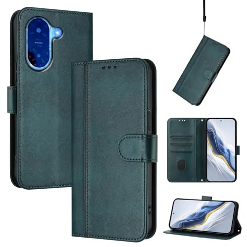 YUECXIN Lederhülle für Xiaomi Redmi A5 4G Vintage Hülle, [Brieftasche Kartenfach][Standfunktion][Magnetverschluss] Flip PU Leder + TPU Stoßfeste Schutzhülle. Dunkelgrün von YUECXIN
