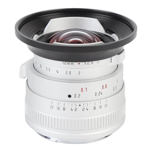 12mm F2.0 Weitwinkelhandbuch APS-C Fokus für NEX E Mount Objektiv, Geklicktes Aperture-Design für A6400 A6500 A6600 ZVE-10 ZV-E1 A7II A73 (Silver) von YUEHISY