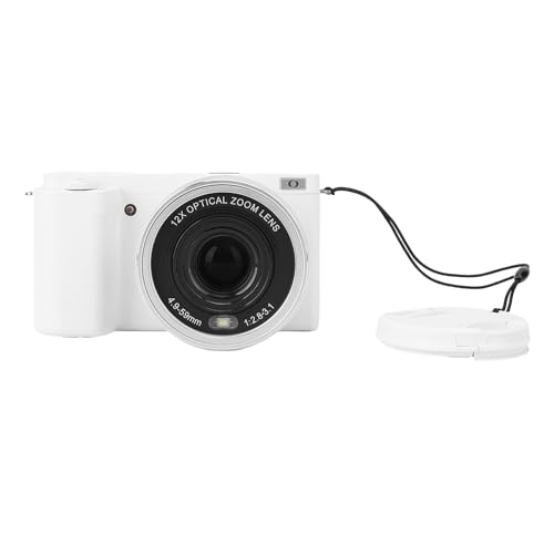 5K Digitalkamera für Fotografie, 12 -Fach Optischer Zoom, 72 MP Vlogging -Kamera mit Flip -Bildschirm und LED -Blitz, Autofokus, Anti -Shake, Weitwinkel und Makroobjektiv (White) von YUEHISY