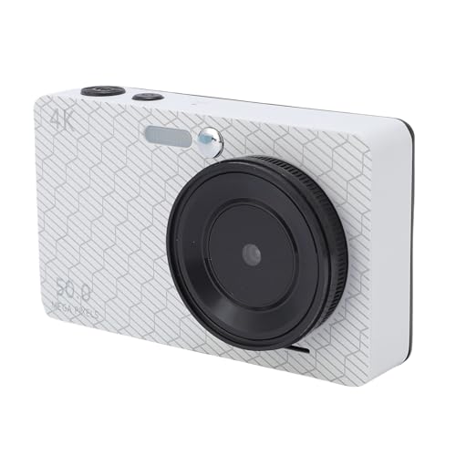 Digitalkamera, 4K 50 MP Autofokuskamera mit 16x Digitalem Zoom, Metallkörperdesign, Mehrfachfiltern, Anti -Shake, Füllung Licht, Kompakt für Jungen Mädchen (White) von YUEHISY