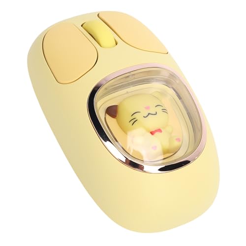 Wireless Maus, 2,4 G BT3.0 BT5.0 Wiederaufladbarer Laptop -Maus mit Stillen Design, Ergonomischer Form, RGB -Hintergrundbeleuchtung, Niedliches Puppendesign, für das (Yellow) von YUEHISY