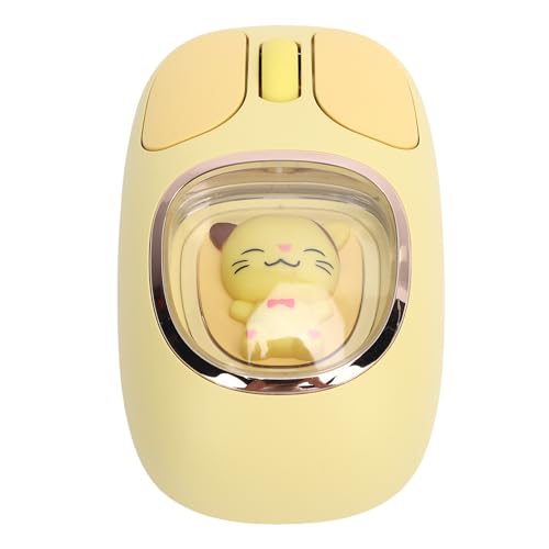 Wireless Maus, Niedliche Puppe Wiederaufladbare Stille 2,4G BT5.0 BT3.0 Maus, RGB -Hintergrundbeleuchtung, USB - -Empfänger für Laptop -PC -Tablet, Arbeitsspielung (Yellow) von YUEHISY