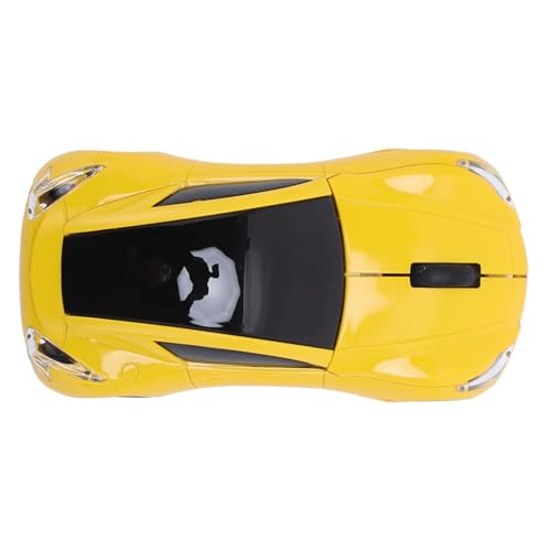 Wireless Maus, Sportwagen -Form 1600DPI 2,4 GHz Optical Gaming Maus mit Ergonomischem Design, Silent Slim für PC -Computer -Laptop (Yellow) von YUEHISY