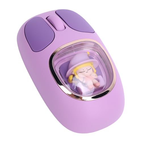 YUEHISY Wireless Maus, 2,4 G BT3.0 BT5.0 Wiederaufladbarer Laptop -Maus mit Stillen Design, Ergonomischer Form, RGB -Hintergrundbeleuchtung, Niedliches Puppendesign, für das (Purple) von YUEHISY