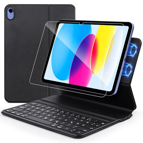 Hülle mit Tastatur für iPad A16 11" 2025/10. Generation 10.9" 2022,Ultra Slim Magnetische Hülle mit Bluetooth Tastatur Deutschland QWERTZ für iPad 10 Generation/11 Generation,Schwarz von YUEJIDZ