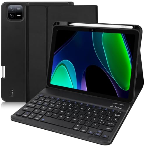 YUEJIDZ Tastatur Hülle für Xiaomi Pad 6/ Pad 6 Pro 2023, Spanische Sprache Abnehmbarer Tastatur, Hülle für Xiaomi Pad 6/ Pad 6 Pro 2023 11 Zoll von YUEJIDZ