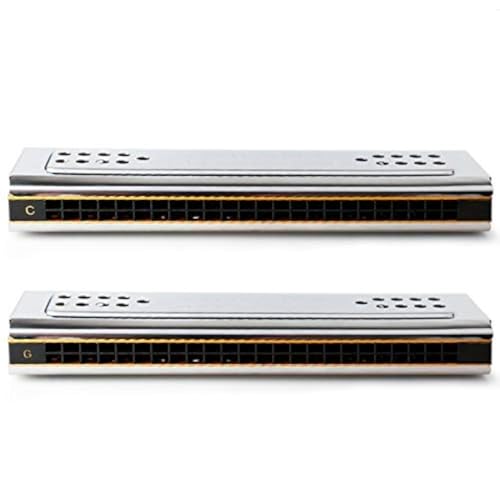 Swan 2-in-1 Doppelseitige Tremolo-Mundharmonika, Mundorgel, Dural-Tonart von C&G, 24 Doppellöcher, Rohrblatt-Blasinstrument mit gepolstertem Box-Reinigungstuch von YUEKO