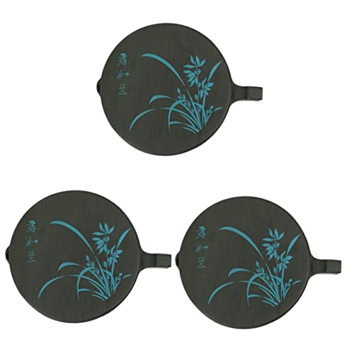 Keramik-Tintenstein mit, Chinesische Kalligraphie Fish Shape Lidded Inkstone Inkwell for Drawing - Black Chinese Stone Inkstone for Students and Artists(Blackx3pcs) von YUEKOPOU