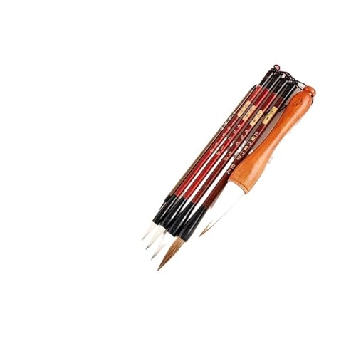 YUEKOPOU Chinesische Kalligraphie Pinsel, Bürsten und Aquar 6-Piece Calligraphy Brush Set for Watercolor and Sumi Painting with Roll-Up Bamboo Holder(6pcs) von YUEKOPOU