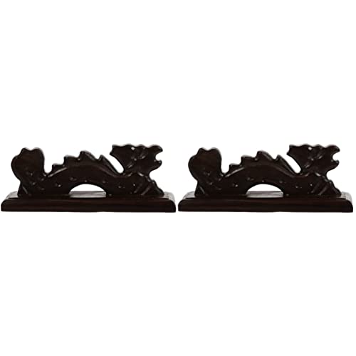 YUEKOPOU Keramik-Tintenstein mit, Chinesische Kalligraphie Chinese Brush Rack Wooden Pen Pillow,Retro Black Wood Design for Office Restaurant Use(Blackx2pcs) von YUEKOPOU