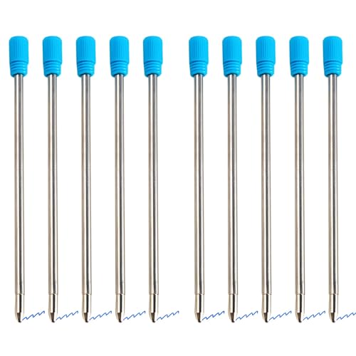 YUEMING 20 Stück Kugelschreiberminen aus Metall, Kugelschreiberminen, glattes Schreiben, 7 cm und 1 mm, mittlere Spitze (Blau) von YUEMING