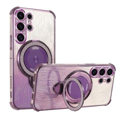 YUEQIAN Glitzer Hülle für Samsung Galaxy S25 Ultra, Ultradünn Transparent Bling Pailletten Ring Ständer Handyhülle, Glänzend Weiches TPU Mädchen Stoßfest Schutzhülle. Lila von YUEQIAN