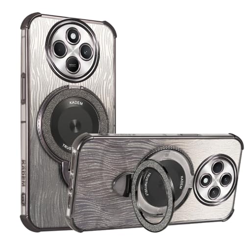 YUEQIAN Glitzer Hülle für Xiaomi Redmi 14C 4G/Redmi A4 5G/Poco C75, Ultradünn Transparent Bling Pailletten Ring Ständer Handyhülle, Glänzend Weiches TPU Mädchen Stoßfest Schutzhülle. Schwarz von YUEQIAN