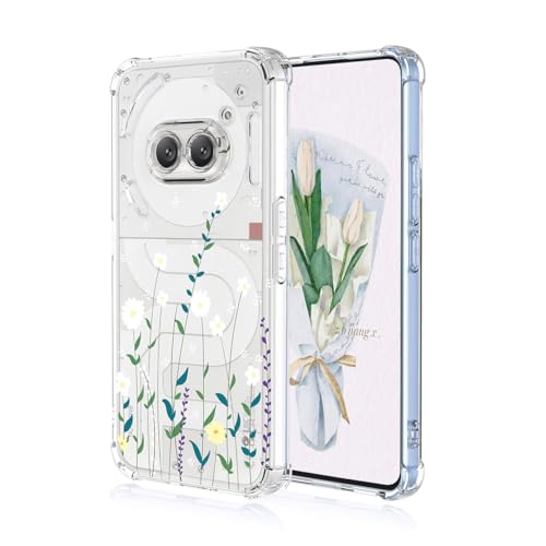 YUEQIAN Hülle für Nothing Phone (2a) / Nothing Phone (2a) Plus 5G, Bunte Hübsch Blumen Cartoon Muster Clear Handyhülle, Transparent Ultradünn Weich TPU Bumper Stoßfest Mädchen Schutzhülle (Wildblume) von YUEQIAN