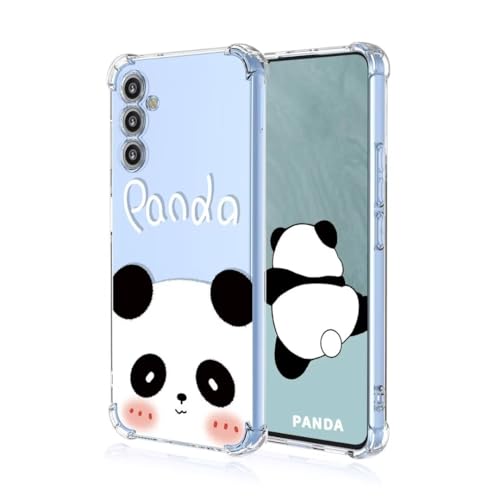 YUEQIAN Hülle für Samsung Galaxy A35 5G, Bunte Hübsch Blumen Cartoon Muster Clear Handyhülle, Transparent Ultradünn Weich TPU Bumper Stoßfest Mädchen Schutzhülle (Panda) von YUEQIAN