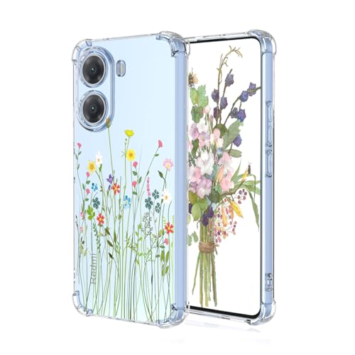 YUEQIAN Hülle für Xiaomi Poco X7 Pro 5G, Bunte Hübsch Blumen Cartoon Muster Clear Handyhülle, Transparent Ultradünn Weich TPU Bumper Stoßfest Mädchen Schutzhülle (Blume) von YUEQIAN