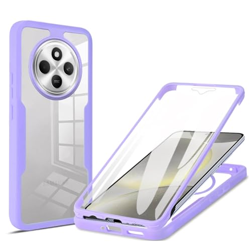 YUEQIAN Hülle für Xiaomi Redmi 14C 4G/Redmi A4 5G/Poco C75 Eingebauter Displayschutz 360° Transparent Rundumschutz Handyhülle, Militär Stoßfest Staubdicht TPU Bumper Silikon Schutzhülle. Lila von YUEQIAN