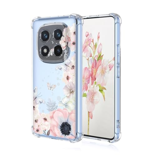 YUEQIAN Hülle für Xiaomi Redmi Note 14 Pro 5G/Poco X7 5G, Bunte Hübsch Blumen Cartoon Muster Clear Handyhülle, Transparent Ultradünn Weich TPU Bumper Stoßfest Mädchen Schutzhülle (Sakura) von YUEQIAN