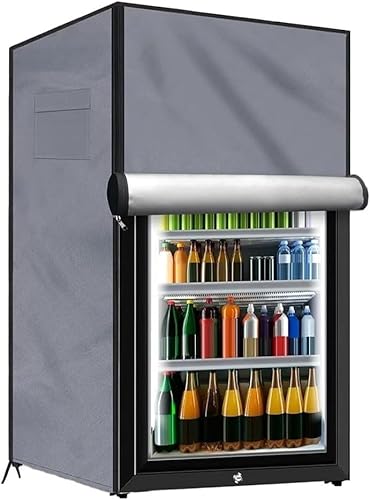 210D Oxford Outdoor-Kühlschrankabdeckung, strapazierfähig, wasserdicht, aufrecht, zum Schutz von aufrechten Gefrierschränken/Getränkekühlschränken (56 x 58 x 86 cm, grau) von YUETTYY