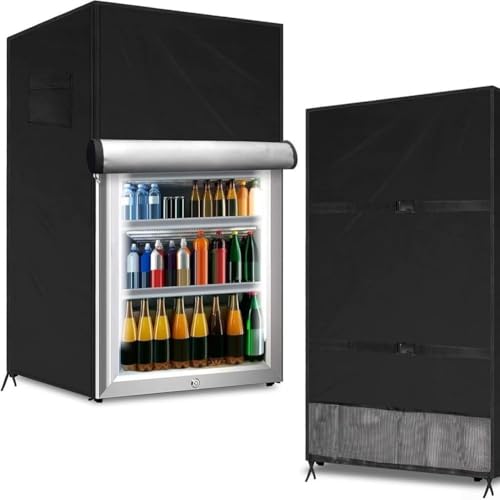 210D Oxford Outdoor-Kühlschrankabdeckung, strapazierfähig, wasserdicht, aufrecht, zum Schutz von aufrechten Gefrierschränken/Getränkekühlschränken (56 x 58 x 86 cm, schwarz) von YUETTYY