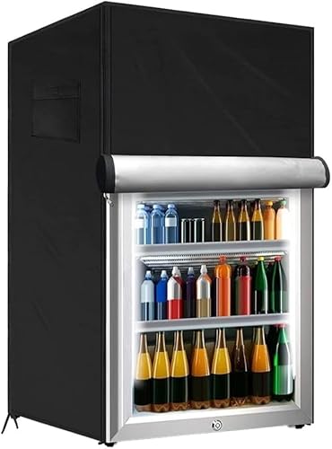 210D Oxford Outdoor-Kühlschrankabdeckung, strapazierfähig, wasserdicht, aufrecht, zum Schutz von aufrechten Gefrierschränken/Getränkekühlschränken (58 x 58 x 142 cm, schwarz) von YUETTYY