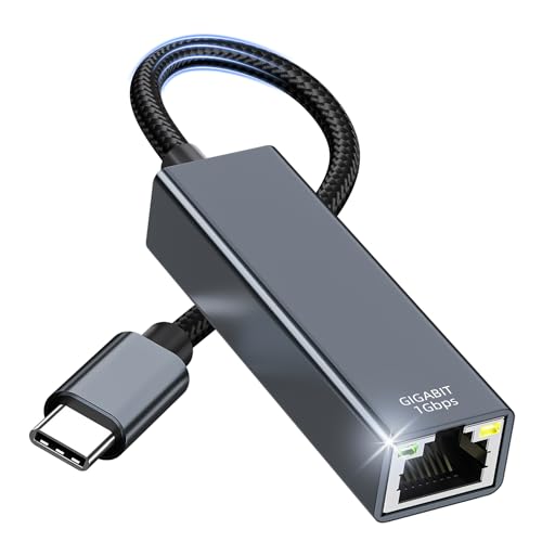 YUETUOL USB C auf Ethernet Adapter, Gigabit USB-C LAN Adapter (Thunderbolt 3/4) zu RJ45 Ethernet Netzwerkadapter Kompatibel für iPhone 15 Pro, MacBook Pro/Air, Galaxy S23, Dell, Switch von YUETUOL