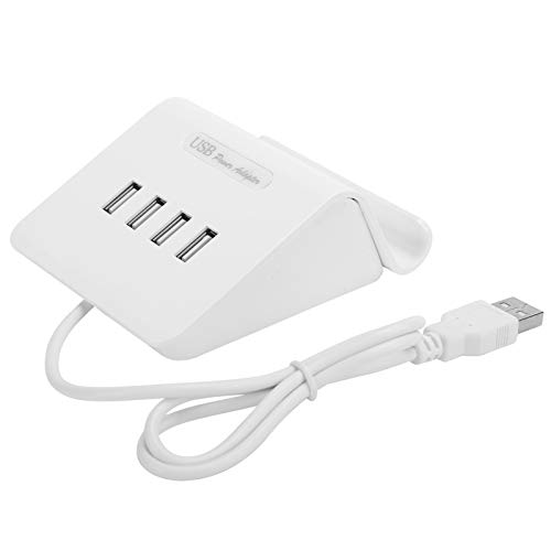 Yueyashux 4 Port USB Hub Hub Splitter -Stromadapter mit Telefonhalter kompakt langleichter Leichtgewicht für alle intelligenten Geräte (Weiß) von YUEYASHUX