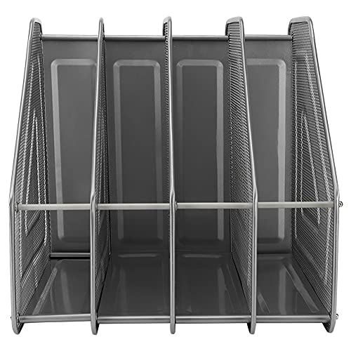 Yueyashux Desktop Magazine Datei Dokument Rack Organizer Modernes Design Belüftet Black Metal 4 Fächer Büroregal für einfache Organisation (Silber) von YUEYASHUX