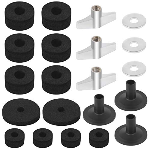 21 Pcs Trommel Zubehör Becken Ersatzzubehör Filz Becken Trommel Unterlegscheiben Trommel Filz Zubehör Becken- und Hi-Hat-Filze Cymbal Filz-Ersatz Flügelmuttern Trommel von YUEYUAN