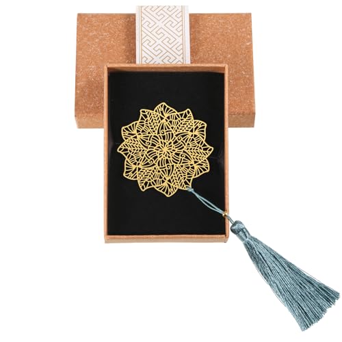 Lesezeichen Metall Bookmark mit Quaste Handgestrickt Exquisites Mandala Blume Lesezeichen aus Ausgehöhltem Messing Klassischer Geschenke für Buchliebhaber Studenten Lehrer von YUFFQOPC