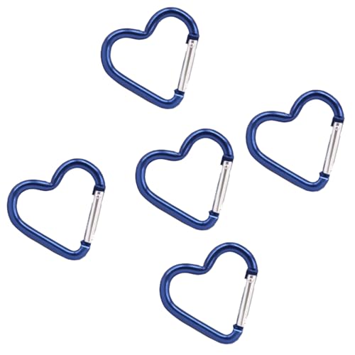 5 x herzförmige Federverschlüsse aus Aluminiumlegierung, Karabinerhaken, Schlüsselanhänger, Schnallen, Hardware von YUGSHNKFC