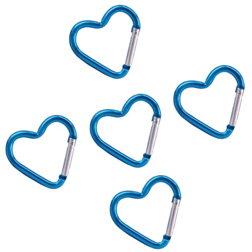 5 x herzförmige Federverschlüsse aus Aluminiumlegierung, Karabinerhaken, Schlüsselanhänger, Schnallen, Hardware von YUGSHNKFC