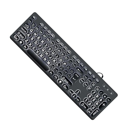 YUGSHNKFC Große Druckcomputer Tastaturen USB Kabel Tastaturen Mit Großen Buchstaben Für Hochrangige Und Niedrige Personen Weiße Hintergrundbeleuchtung von YUGSHNKFC