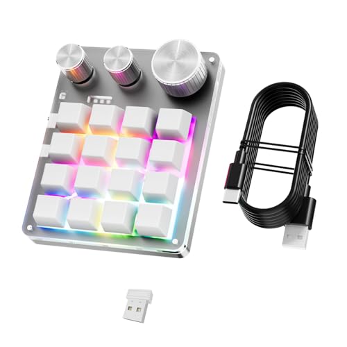 YUGSHNKFC Makroprogrammierbare Tastatur, Hotswapp-fähig, mit 16 Tasten und 3 Knöpfen, Bluetooth-kompatibel für Gaming oder Büroaufgaben YUGSHNKFC Makroprogrammierbare Tastatur, Hotswapp-fähig, mit 16 Tasten und 3 Knöpfen, Bluetooth-kompatibel für Gaming oder Büroaufgaben von YUGSHNKFC