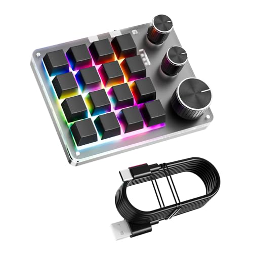 YUGSHNKFC Makroprogrammierbare Tastatur, Hotswapp-fähig, mit 16 Tasten und 3 Knöpfen, Bluetooth-kompatibel für Gaming oder Büroaufgaben YUGSHNKFC Makroprogrammierbare Tastatur, Hotswapp-fähig, mit 16 Tasten und 3 Knöpfen, Bluetooth-kompatibel für Gaming oder Büroaufgaben von YUGSHNKFC