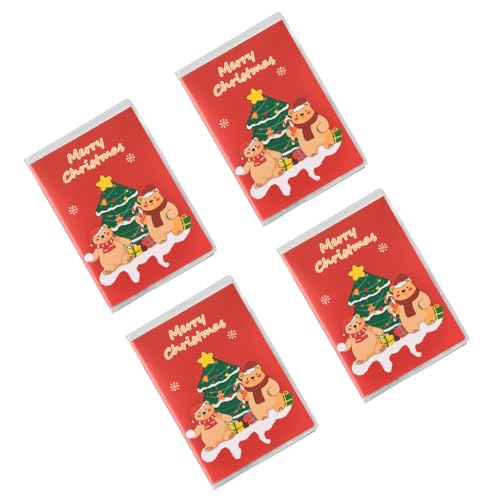 YUGSHNKFC Notizblöcke mit weihnachtlichem Motiv, kleine Notizbücher, 128 Seiten, liniertes Papier für Studenten, Erwachsene, Künstler, Journaling, 4 Stück von YUGSHNKFC