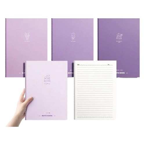 YUGSHNKFC Notizbücher mit Softcover, 80 Seiten, breit liniert, 17,8 x 25,4 cm, College-Notizblöcke für Büro, Schule, 4 Stück von YUGSHNKFC