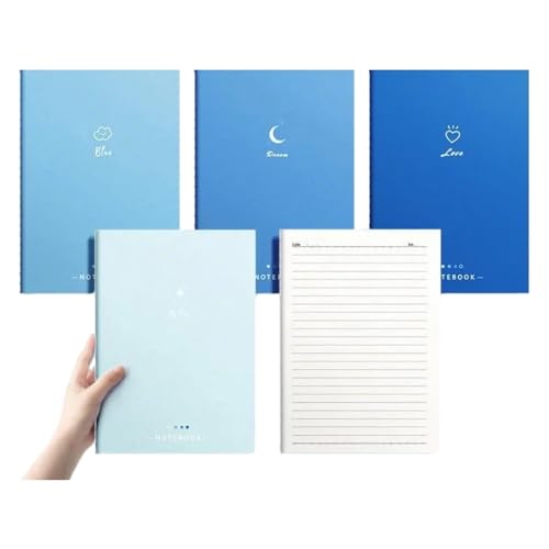 YUGSHNKFC Notizbücher mit Softcover, 80 Seiten, breit liniert, 17,8 x 25,4 cm, College-Notizblöcke für Büro, Schule, 4 Stück von YUGSHNKFC