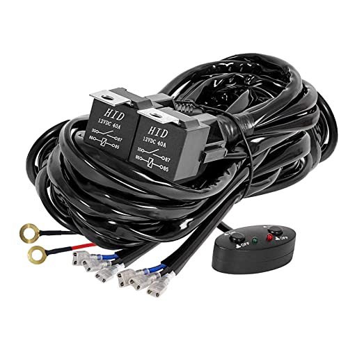 YUGAUNG Update Version LED Balken Beam Kabel 3M 480W 14AWG 3 Drähte Verdrahtung wasserdichter LED Balken mit Relais und Universalschalter für Auto SUV ATV LKW 1 Kabelsteuerung 2 Sätze LED Balken von YUGUANG
