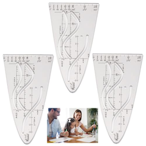 3 Stück Parabelschablone Mathe, Kurvenschablone, Parabel Lineal, Parabelschablone, Normalparabel Schablone, Für Sinus Kosinus Tangens Ein Wichtiges Hilfsmittel Für Studium Und Beruf von YUGUOLAN