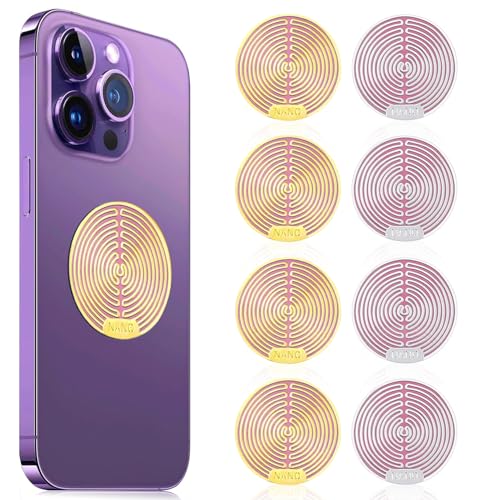 Strahlenschutz Handy Aufkleber 8 STK EMF Schutz Abschirmung Strahlung Handy Aufkleber für Computer EMF Blocker Aufkleber für Telefon Laptop Tablet-Computer (8 Stück Golden - Silbrig) von YUJUVI