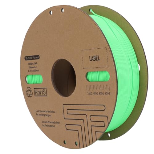YUKOFE 1,75 mm grünes PLA-Filament, Hochgeschwindigkeitsdruck, robust, präzise, ​​schnelle Kühlung, kompatibel mit Ender 3, Ender 5 CR 6 CR 10 für 3D-Drucker von YUKOFE
